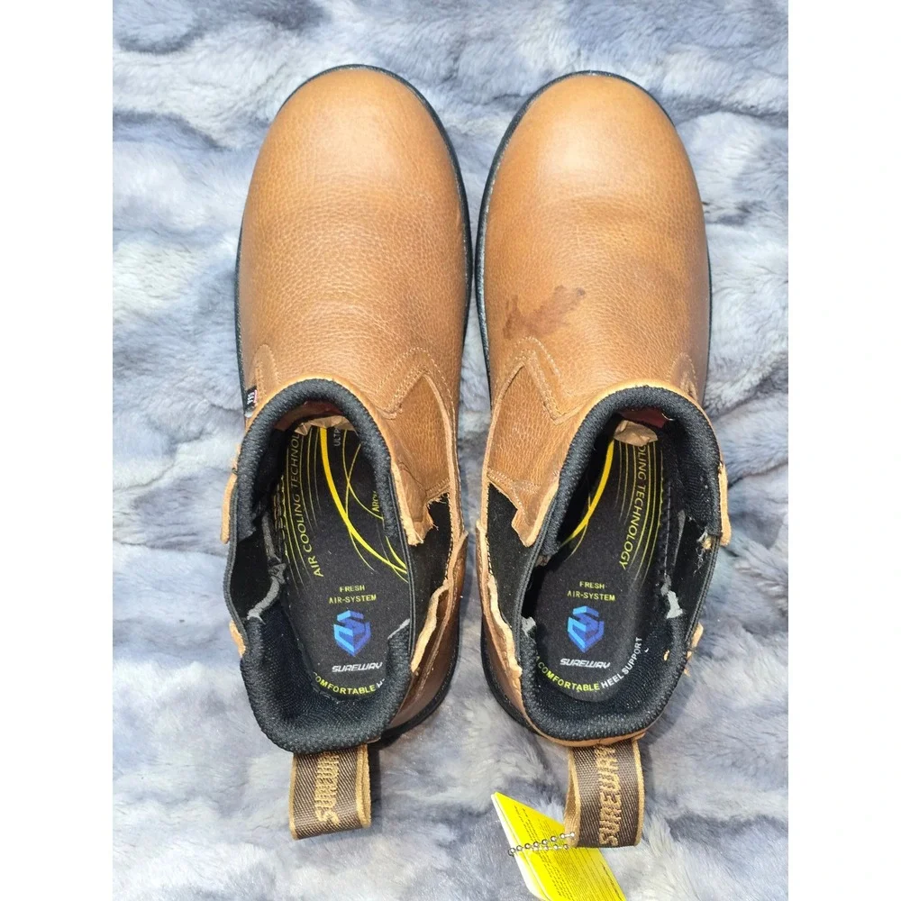 NWT Sureway 612 Brown Leather Soft toe Work Boots Slip Resistant EH Rated SZ 9.5